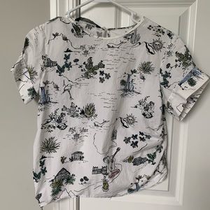 White Zara blouse with cute drawings